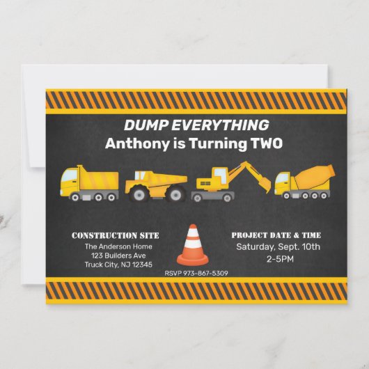 Lkw, Lkw und Lkw Kindergeburtstag Einladung (Vorderseite)