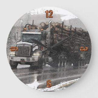 LKW-Logging im Regen Große Wanduhr