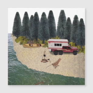 LKW mit Camper im Forest River Camping Spot Magnetkarte