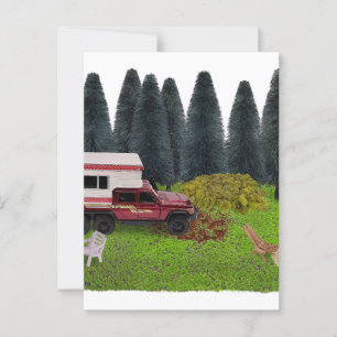 LKW mit Camper im Waldgebiet Camping Postkarte