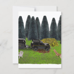 LKW mit Camper im Woods Cleared Camping Spo Postkarte