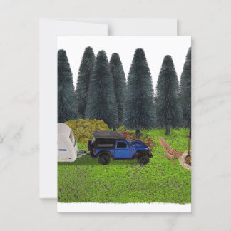LKW mit einem Pull-Camper im holzgeräumten Lager Postkarte