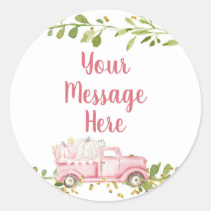 LKW mit rosa Kürbis Dein Text hier Sticker