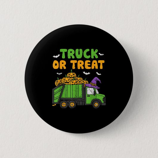 LKW oder Leckerei Funny Pumpkin Garbage Truck Hall Button (Vorderseite)