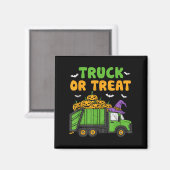 LKW oder Leckerei Funny Pumpkin Garbage Truck Hall Magnet (Vorderseite/Rückseite)