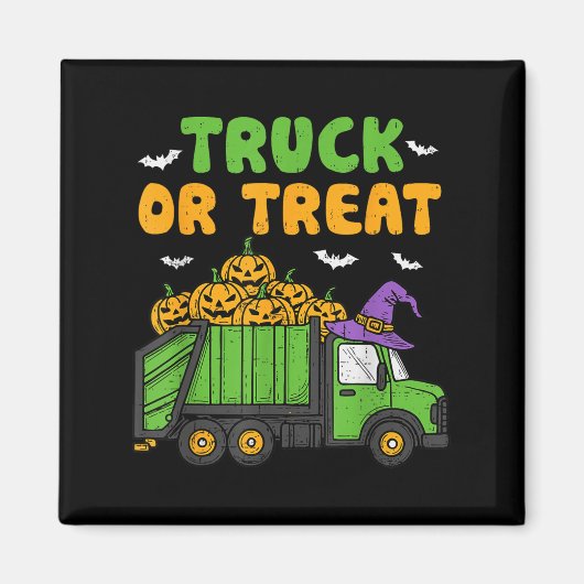 LKW oder Leckerei Funny Pumpkin Garbage Truck Hall Magnet (Vorne)