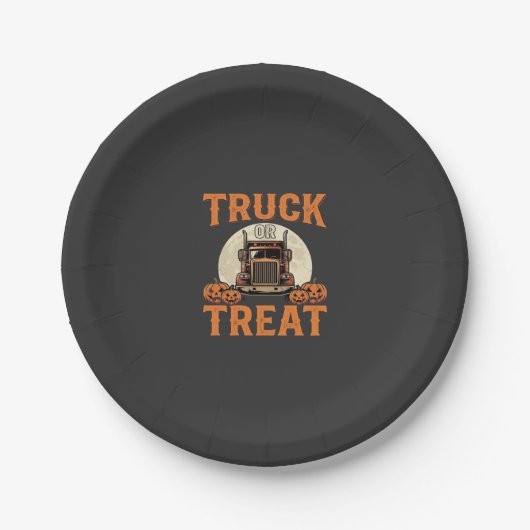 LKW oder Süßigkeiten Halloween Sattelzug Design_1 Pappteller (Vorderseite)