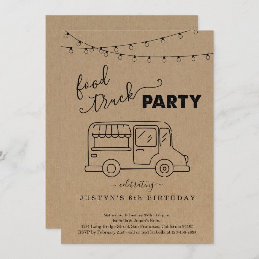 LKW Party Geburtstag Abschluss Einladung (Vorne/Hinten)