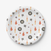 LKW Racing Schachbretts Moderne Wasserfarbe Weiß Pappteller (Vorderseite)