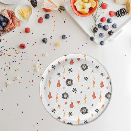 LKW Racing Schachbretts Moderne Wasserfarbe Weiß Pappteller