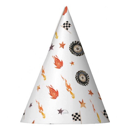 LKW Racing Schachbretts Moderne Wasserfarbe Weiß Partyhütchen (Links)