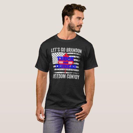 LKW Sie Trudeau USA Kanada Flagge ! Freedom Convoy T-Shirt (Vorne ganz)