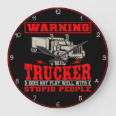LKW: Spielt nicht gut mit Dummkopf Große Wanduhr (Vorderseite)