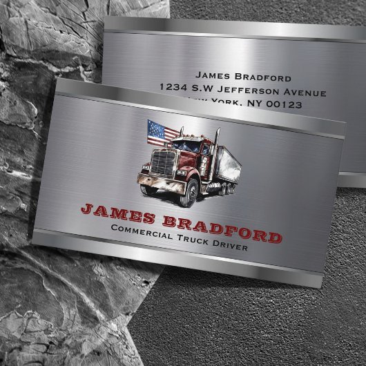 LKW Transport Metal Log Trucker Visitenkarte