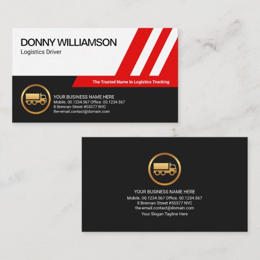 LKW-Transport von Roten Logistiklinien Visitenkarte (Vorne/Hinten)