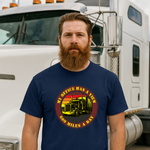 LKW-Transport-Vorlage über Retro-Sonnenuntergang T-Shirt