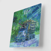 LKW-Transporter Quadratische Wanduhr (Winkel)