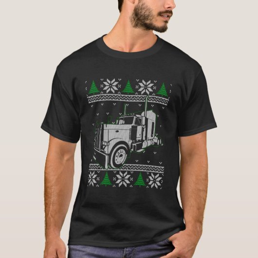 LKW Ugly Christmas Sweater Truck Driver Geschenk T-Shirt (Vorderseite)