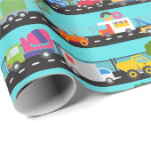 Lkw und Autos Kids Transportation Wrapping Paper Geschenkpapier (Rolleneckpunkt)