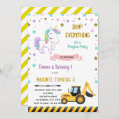 LKW- und Einhorn-Geburtstagsladung Einladung (Vorne/Hinten)