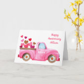 LKW und Herz Personalisiert rosa Karte (Gelbe Blume)