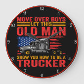 LKWs bewegen Amerika: Hintergrund der Flagge Große Wanduhr (Vorderseite)