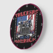 LKWs bewegen Amerika: US Flagge Große Wanduhr (Winkel)