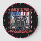 LKWs bewegen Amerika: US Flagge Große Wanduhr (Vorderseite)