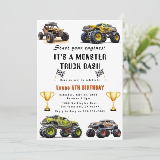 LKWs Einladung zum Geburtstag (Stehend Vorderseite)