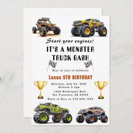 LKWs Einladung zum Geburtstag (Vorne/Hinten)