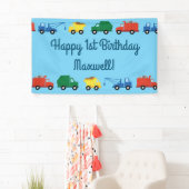 LKWs Niedlich 1. Geburtstag Party Thema Banner (Insitu)