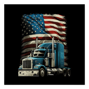 LKWs US-amerikanische Fahne für Patriotic Truck Dr Poster