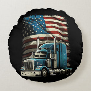 LKWs US-amerikanische Fahne für Patriotic Truck Dr Rundes Kissen