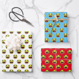 LL Emoji Face Wrapping Paper Sheets Geschenkpapier Set