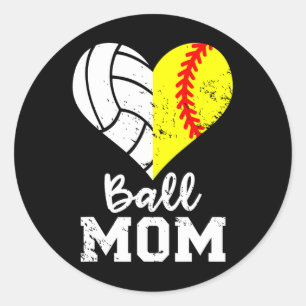 Ll Mama Herz Lustig Weichll Volleyll Mama Runder Aufkleber