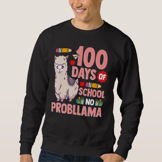 Llama 100 Days Of School No Probllama Teacher Stud Sweatshirt (Vorderseite)