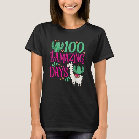Llama 100 Llamazing Days Of School Cute Girls And T-Shirt (Vorderseite)