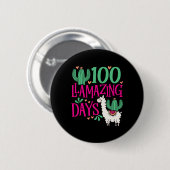 Llama 100 Llamazing Days of School - Niedliche Mäd Button (Vorne & Hinten)