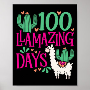 Llama 100 Llamazing Days of School - Niedliche Mäd Poster