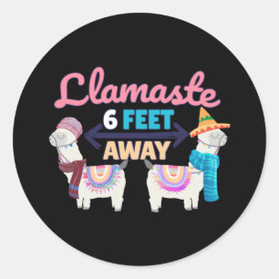 Llama 6 Feet Away - Süße Llama-Yoga-Kunst Runder Aufkleber