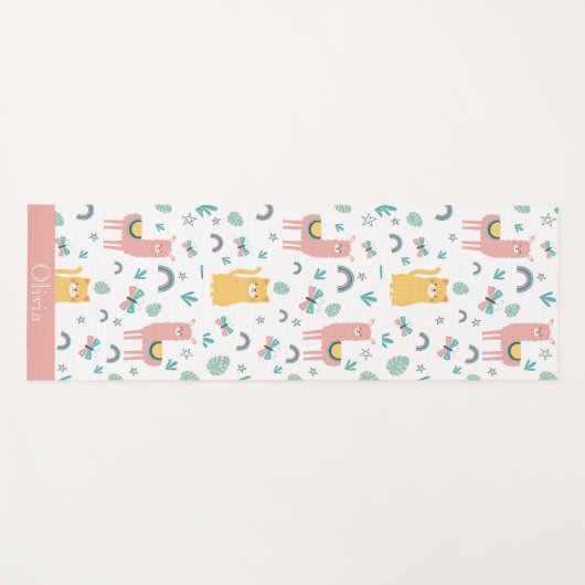 Llama Alapaca Animal Boho Name Niedlich Yogamatte (Vorderseite (Horizontal))