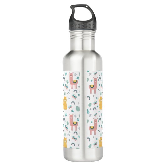 Llama Alapaca Niedlicher Tiere Boho Design Edelstahlflasche (Rückseite)
