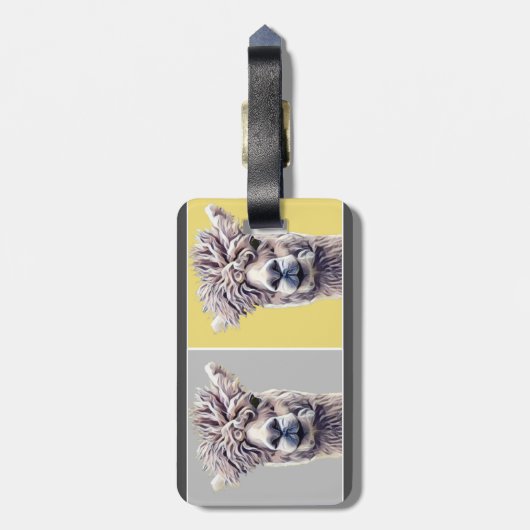 Llama Alpaca art niedlichen Text hinzufügen Gepäckanhänger (Rückseite vertikal)