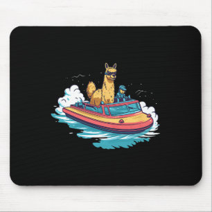 Llama Alpaca auf einem Schiff - Design Mousepad