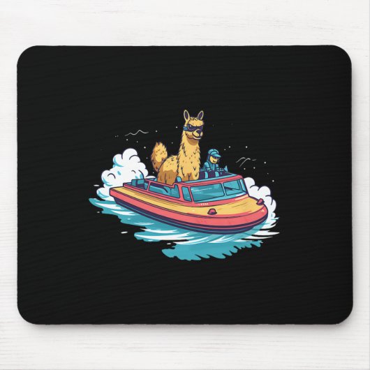 Llama Alpaca auf einem Schiff - Design Mousepad (Vorne)