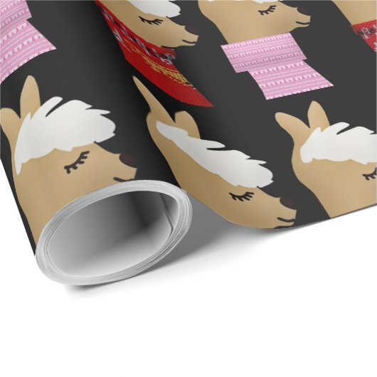 LLAMA ALPACA CHRISTMAS WRAPPING PAPIER GESCHENKPAPIER (Rolleneckpunkt)