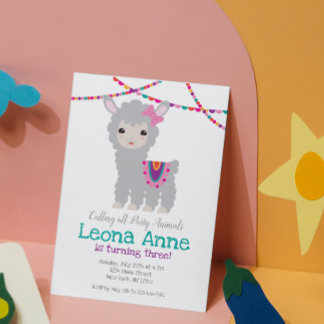 Llama Alpaca Einladung zum Geburtstag