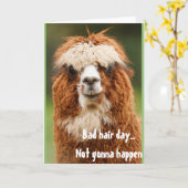Llama Alpaca Funny Hair Day Grußkarte Karte (Gelbe Blume)