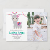 Llama Alpaca Geburtstag Einladung mit Bild (Vorderseite)