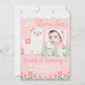 Llama Alpaca Geburtstagsparty Einladung (Vorderseite)